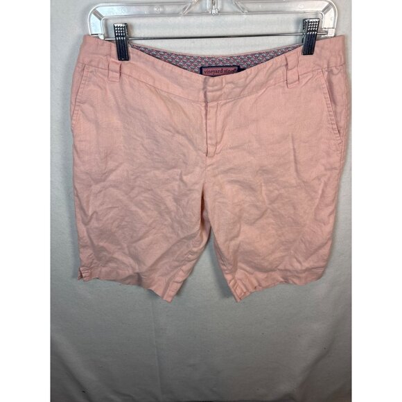 Vineyard Vines womens Pink Linen Blend Shorts Size 6 - Picture 2 of 10